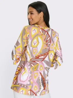 Longbluse mit gestreiftem Ripsband