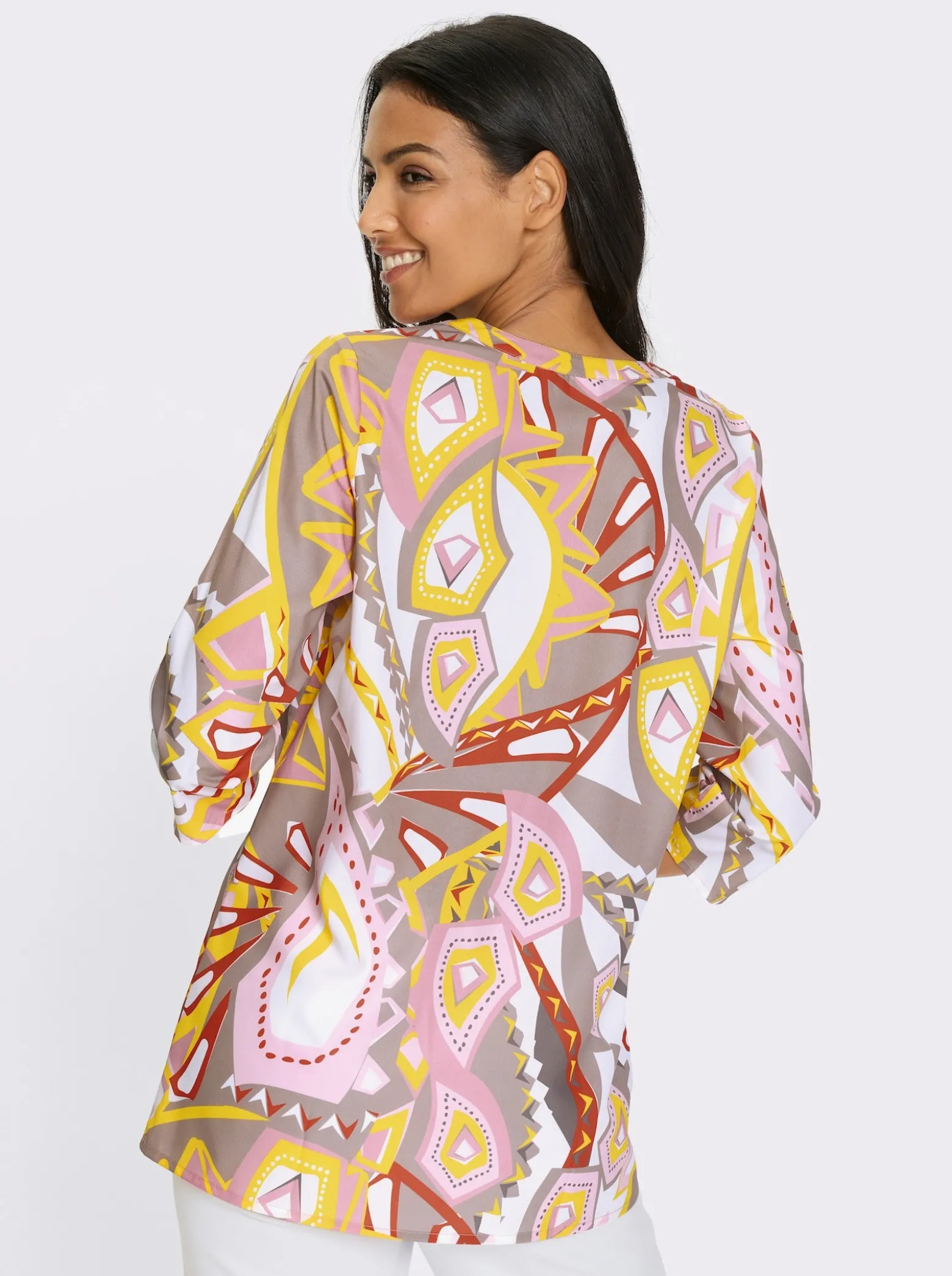Longbluse mit gestreiftem Ripsband