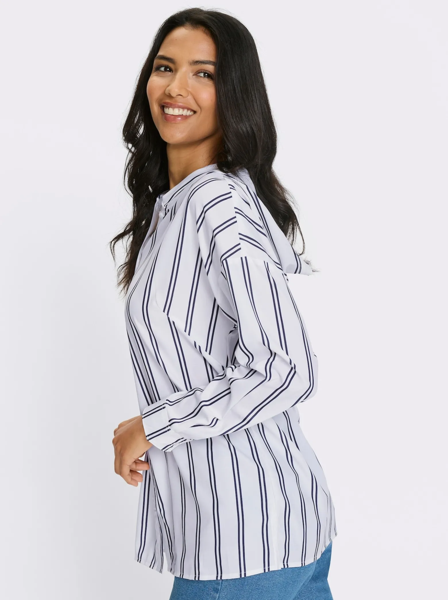 Longbluse mit Kapuze