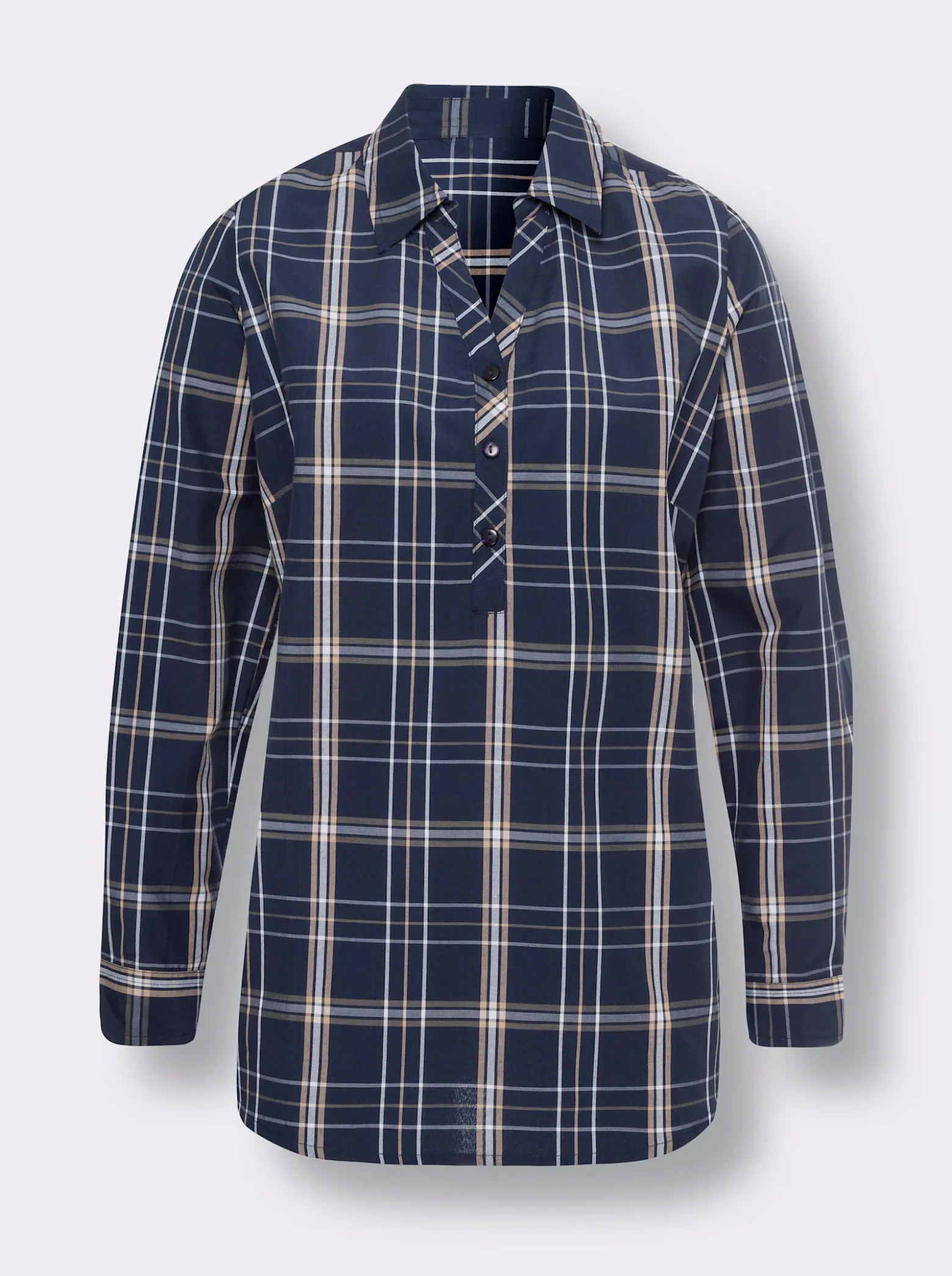 Longbluse mit Karo-Muster