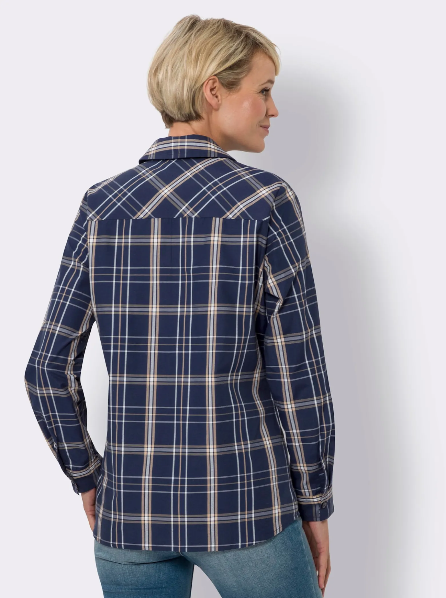 Longbluse mit Karo-Muster