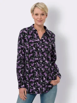 Longbluse mit Katzen-Motiv