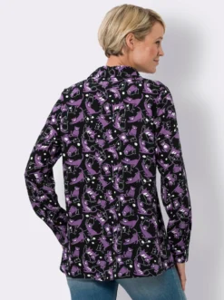 Longbluse mit Katzen-Motiv