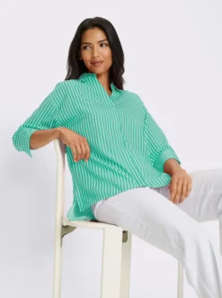 Longbluse mit Kellerfalte im Rückteil