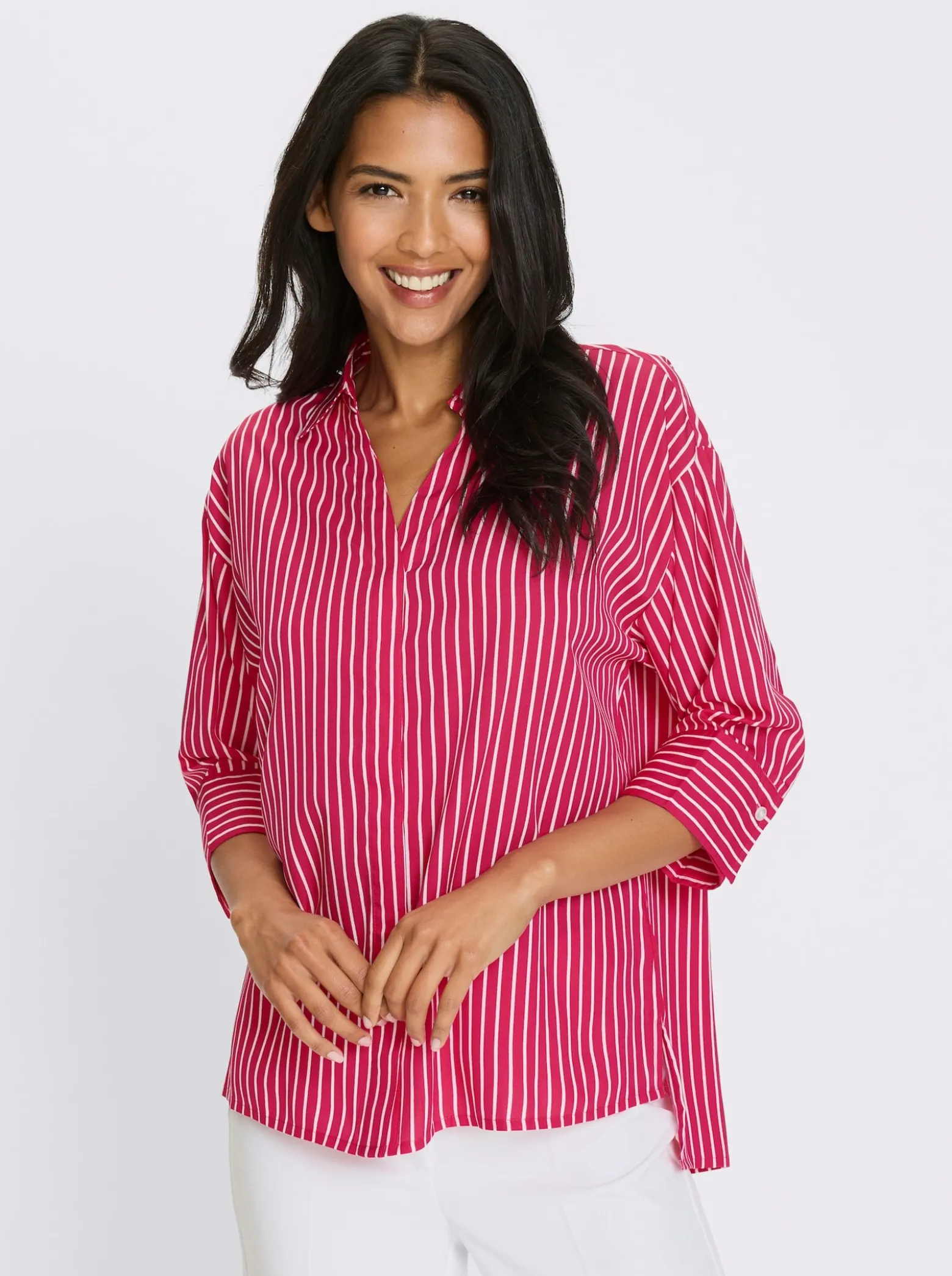 Longbluse mit Kellerfalte im Rückteil