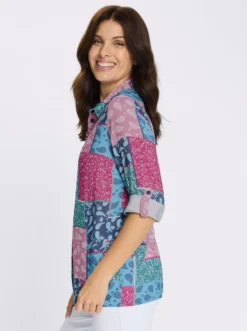 Longbluse mit krempelbaren Ärmeln