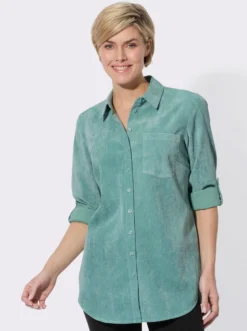 Longbluse mit krempelbaren Ärmeln