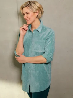 Longbluse mit krempelbaren Ärmeln