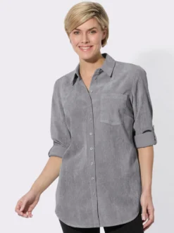 Longbluse mit krempelbaren Ärmeln