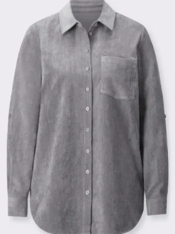 Longbluse mit krempelbaren Ärmeln