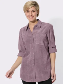 Longbluse mit krempelbaren Ärmeln