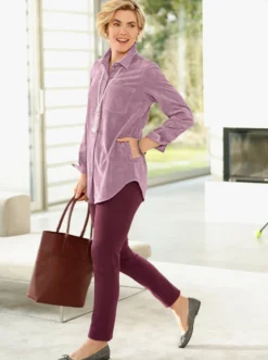 Longbluse mit krempelbaren Ärmeln