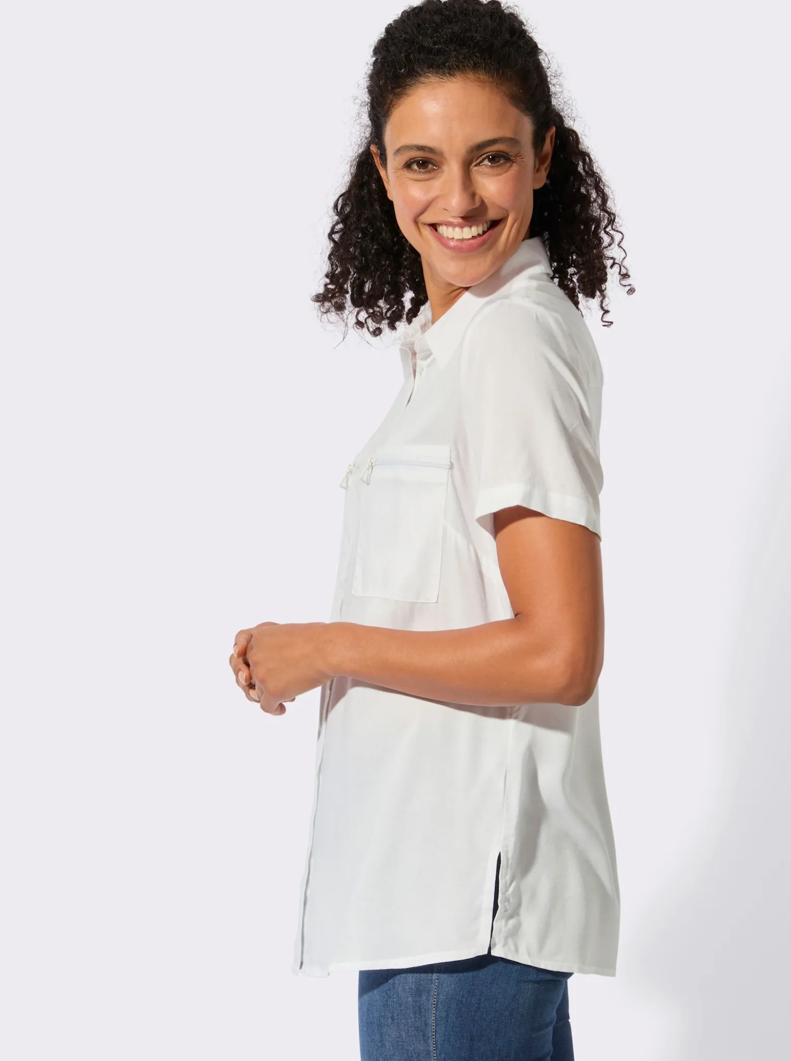 Longbluse mit langen Seitenschlitzen