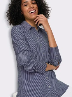 Longbluse mit Längsstreifen, pflegeleicht