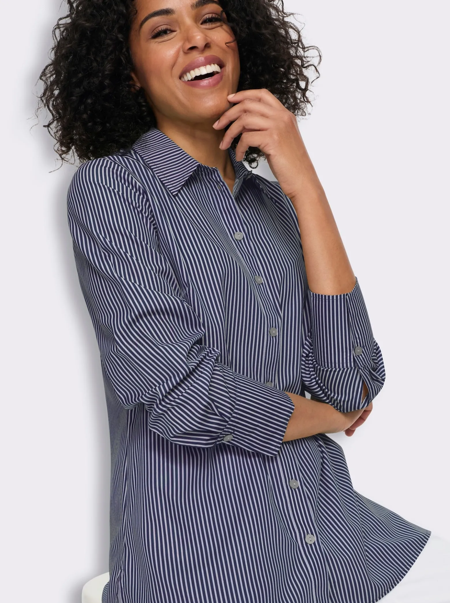 Longbluse mit Längsstreifen, pflegeleicht