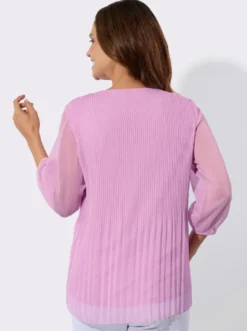 Longbluse mit Plissee-Falten