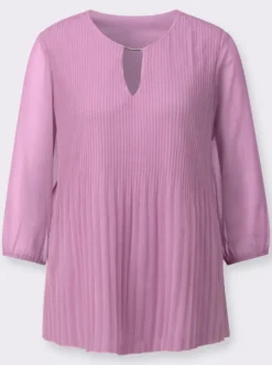 Longbluse mit Plissee-Falten