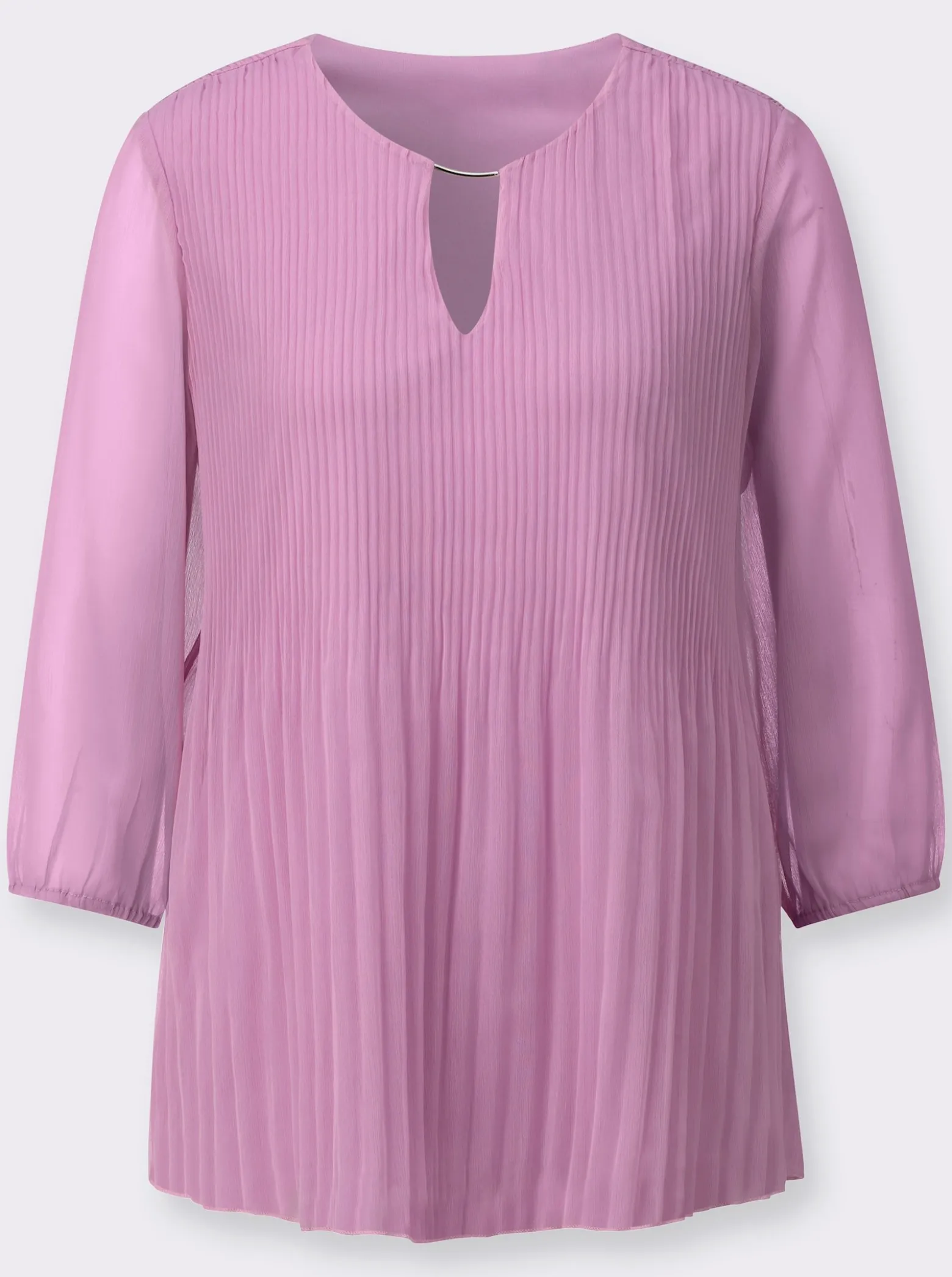 Longbluse mit Plissee-Falten