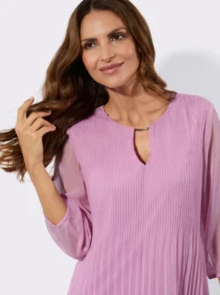 Longbluse mit Plissee-Falten