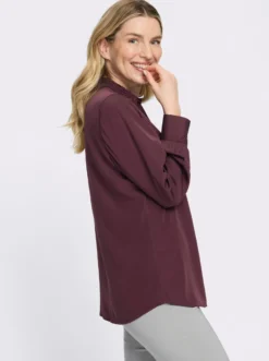 Longbluse mit Spitzenbesatz