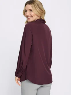 Longbluse mit Spitzenbesatz