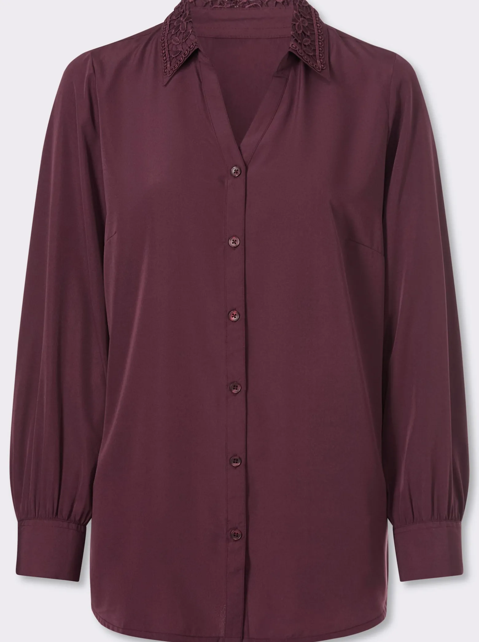 Longbluse mit Spitzenbesatz