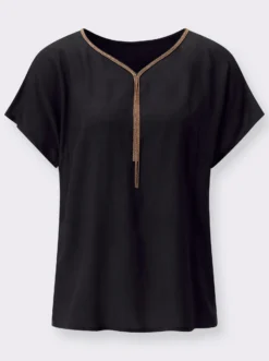 Longbluse mit Zierkette am Ausschnitt