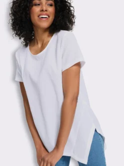 Longbluse mit Zipfelsaum, pflegeleicht