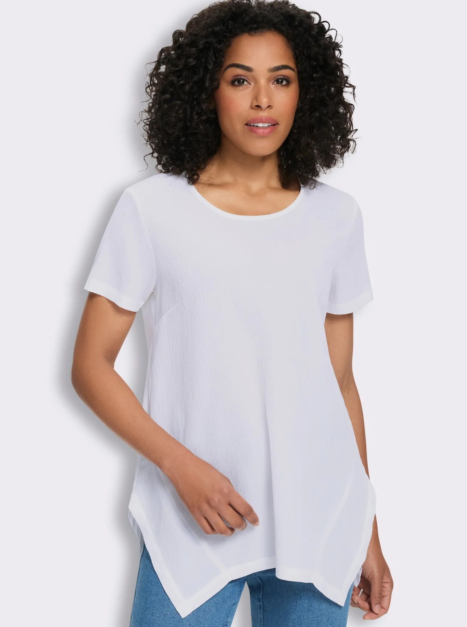 Longbluse mit Zipfelsaum, pflegeleicht