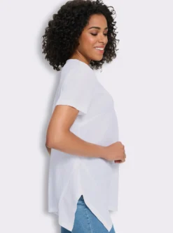 Longbluse mit Zipfelsaum, pflegeleicht