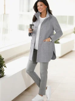Longjacke in Woll-Optik