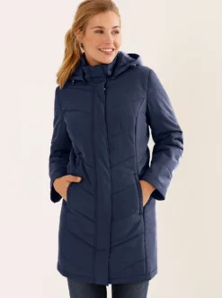 Longjacke mit abnehmbarer Kapuze