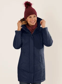 Longjacke mit abnehmbarer Kapuze