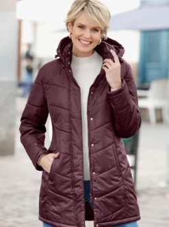 Longjacke mit abnehmbarer Kapuze