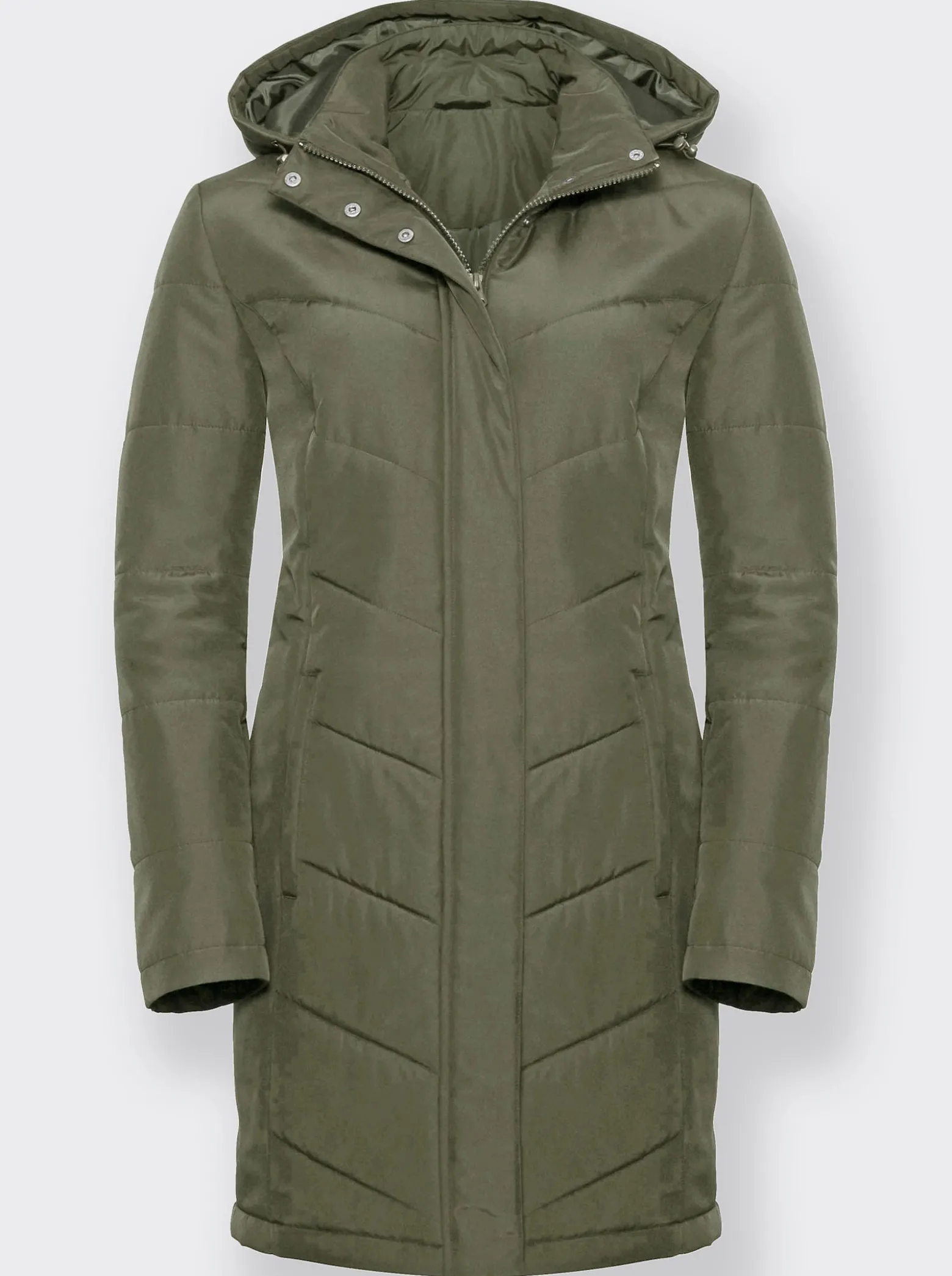 Longjacke mit abnehmbarer Kapuze