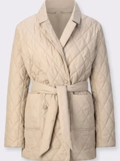 Longjacke mit Bindegürtel, Stepp