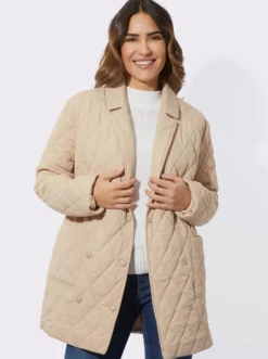 Longjacke mit Bindegürtel, Stepp