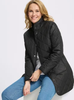 Longjacke mit quadratischem Steppmuster
