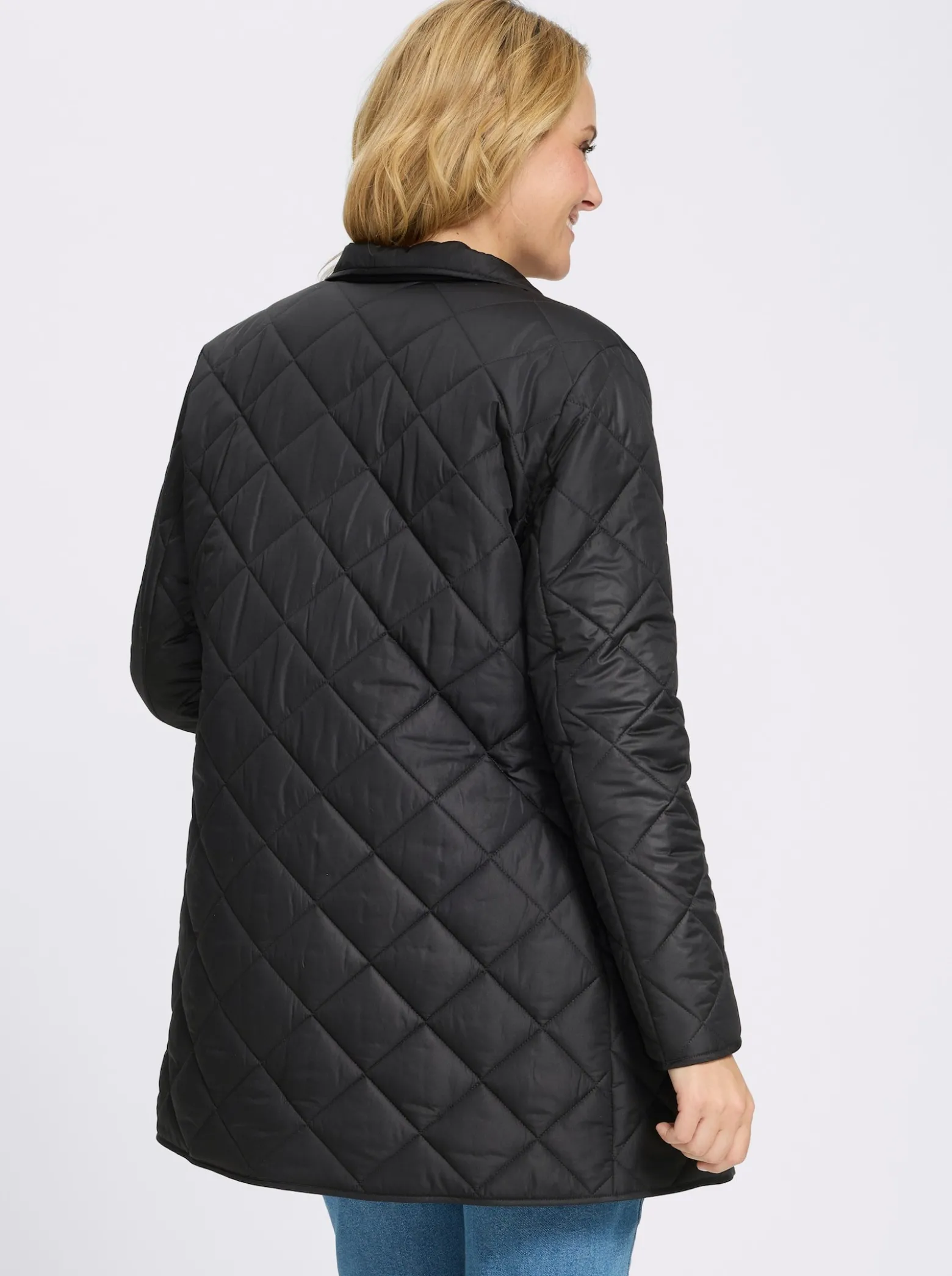 Longjacke mit quadratischem Steppmuster