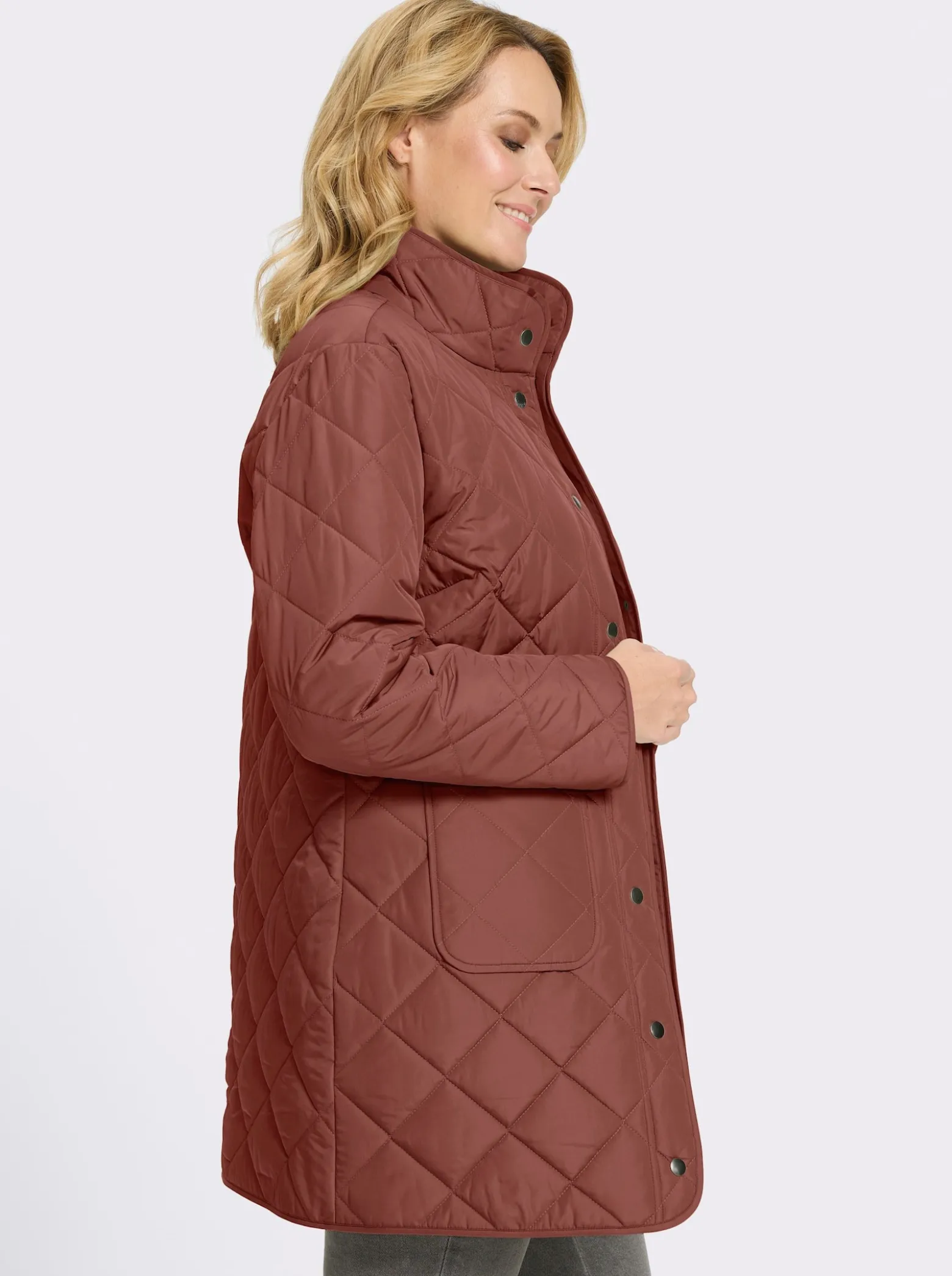 Longjacke mit quadratischem Steppmuster