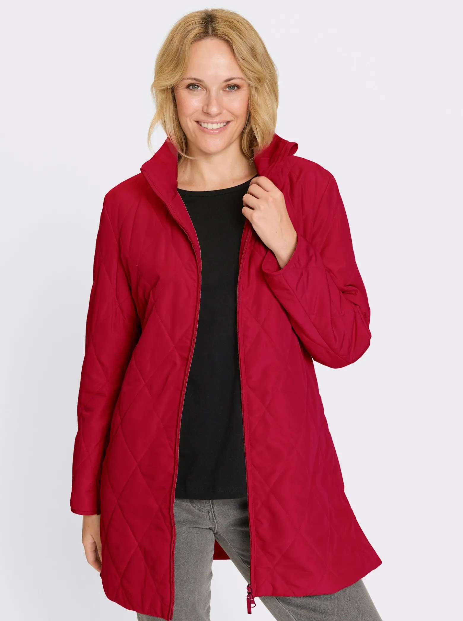 Longjacke mit Rautensteppung