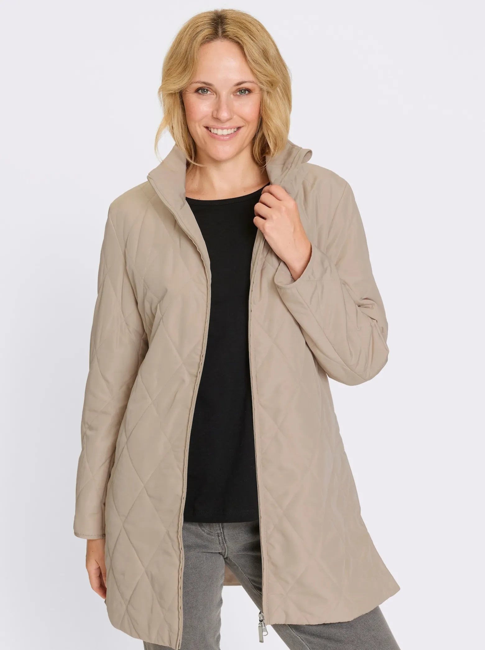Longjacke mit Rautensteppung