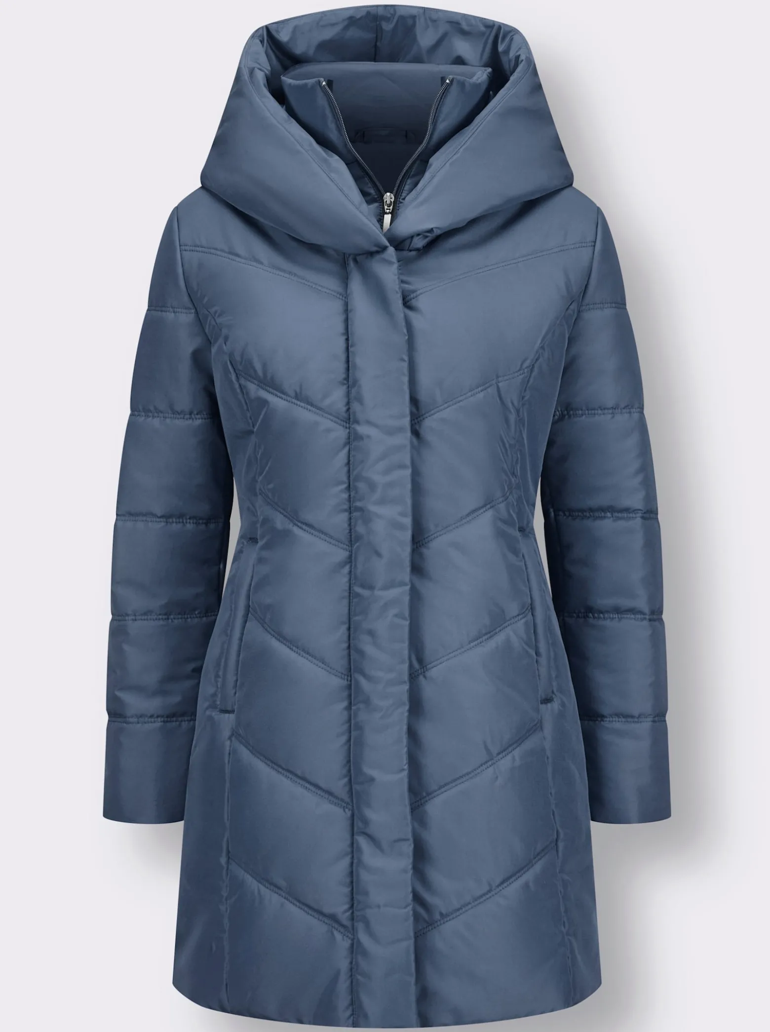 Longjacke mit verdeckter Druckknopfleiste
