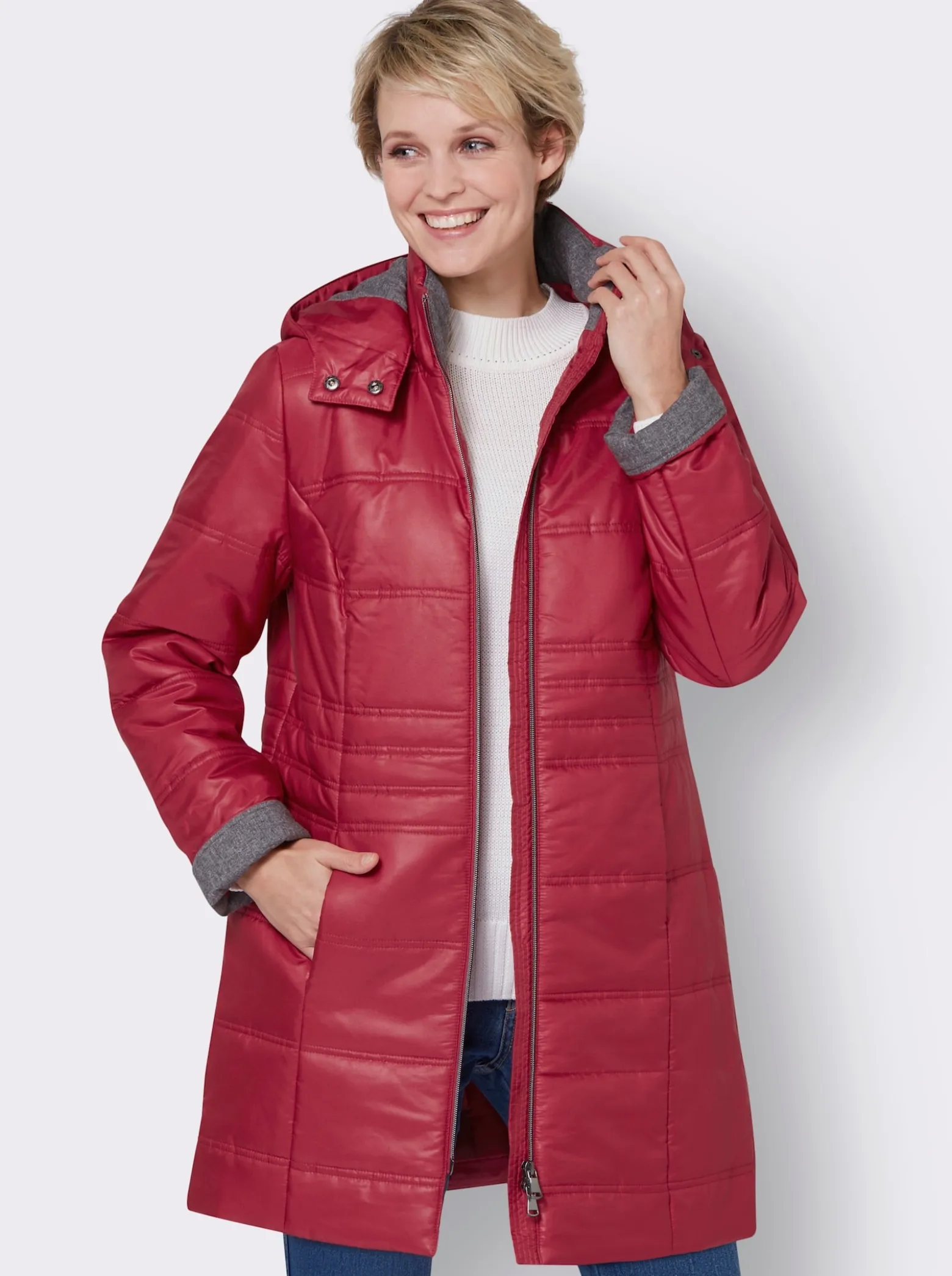 Longjacke mit 2-Wege-Reißverschluss