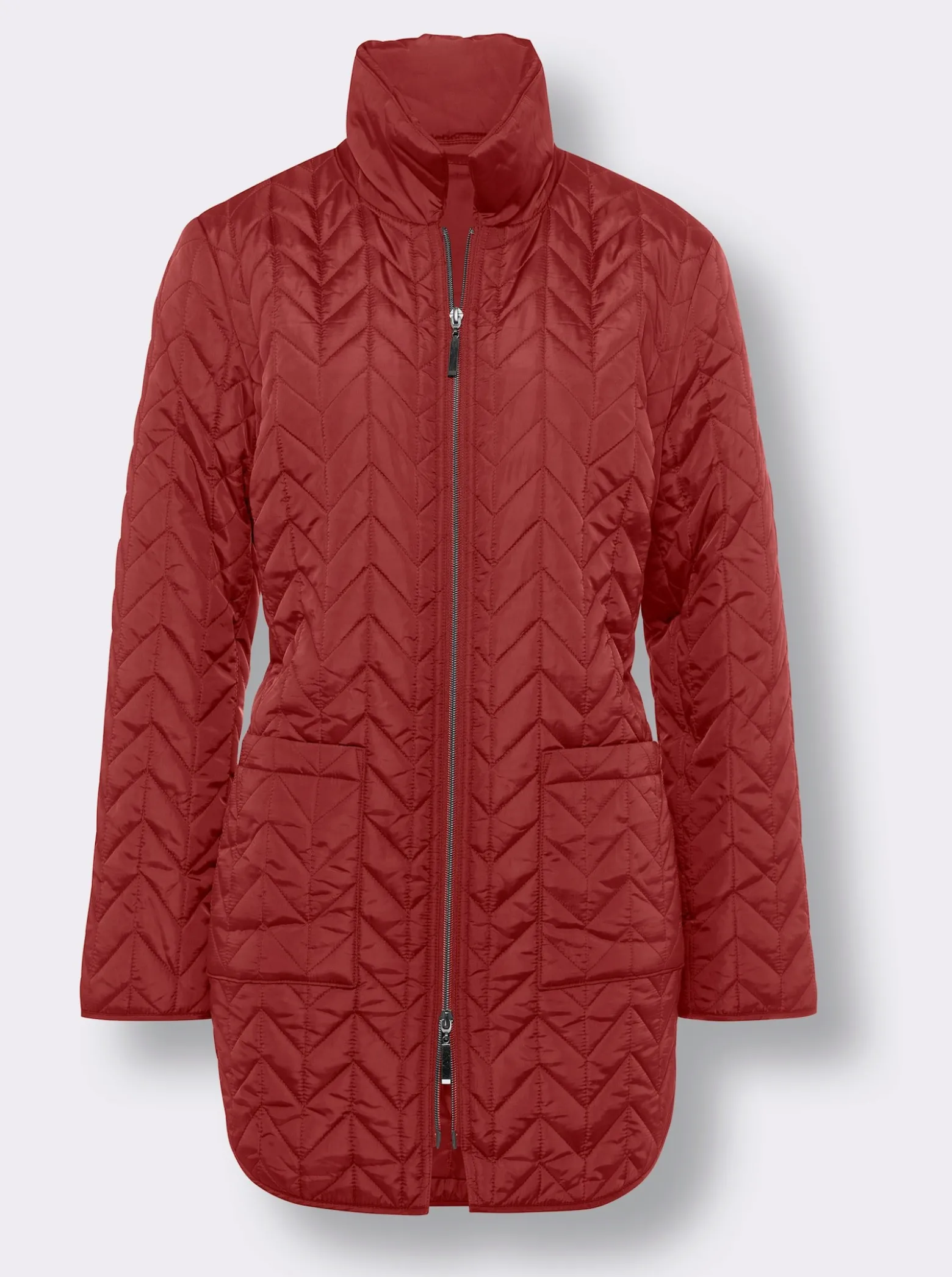 Longjacke mit Zickzack-Steppung
