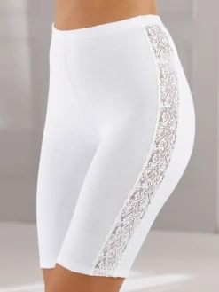 Longpanty mit Spitzen-Einsatz seitlich