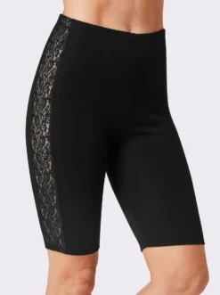 Longpanty mit Spitzen-Einsatz seitlich