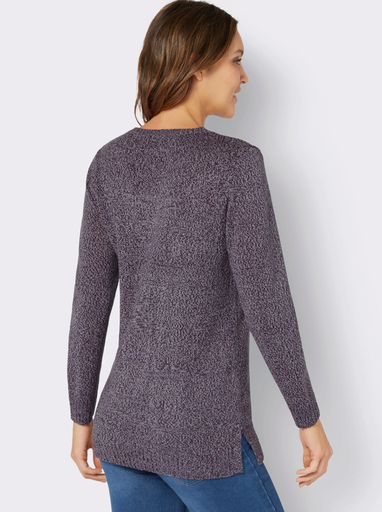Longpullover aus Melange-Garn