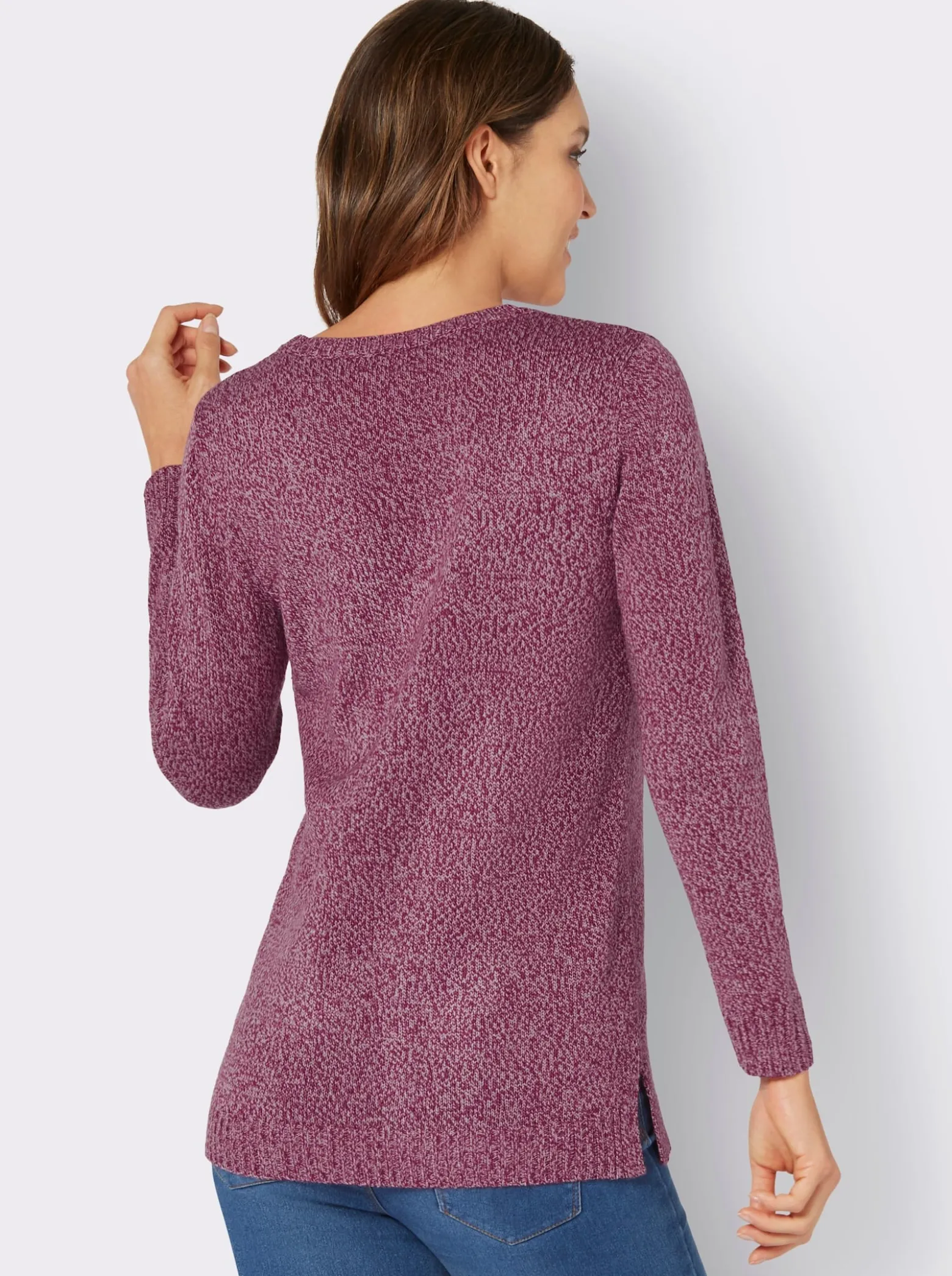 Longpullover aus Melange-Garn