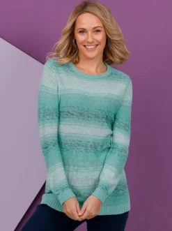 Longpullover aus Melange-Garn